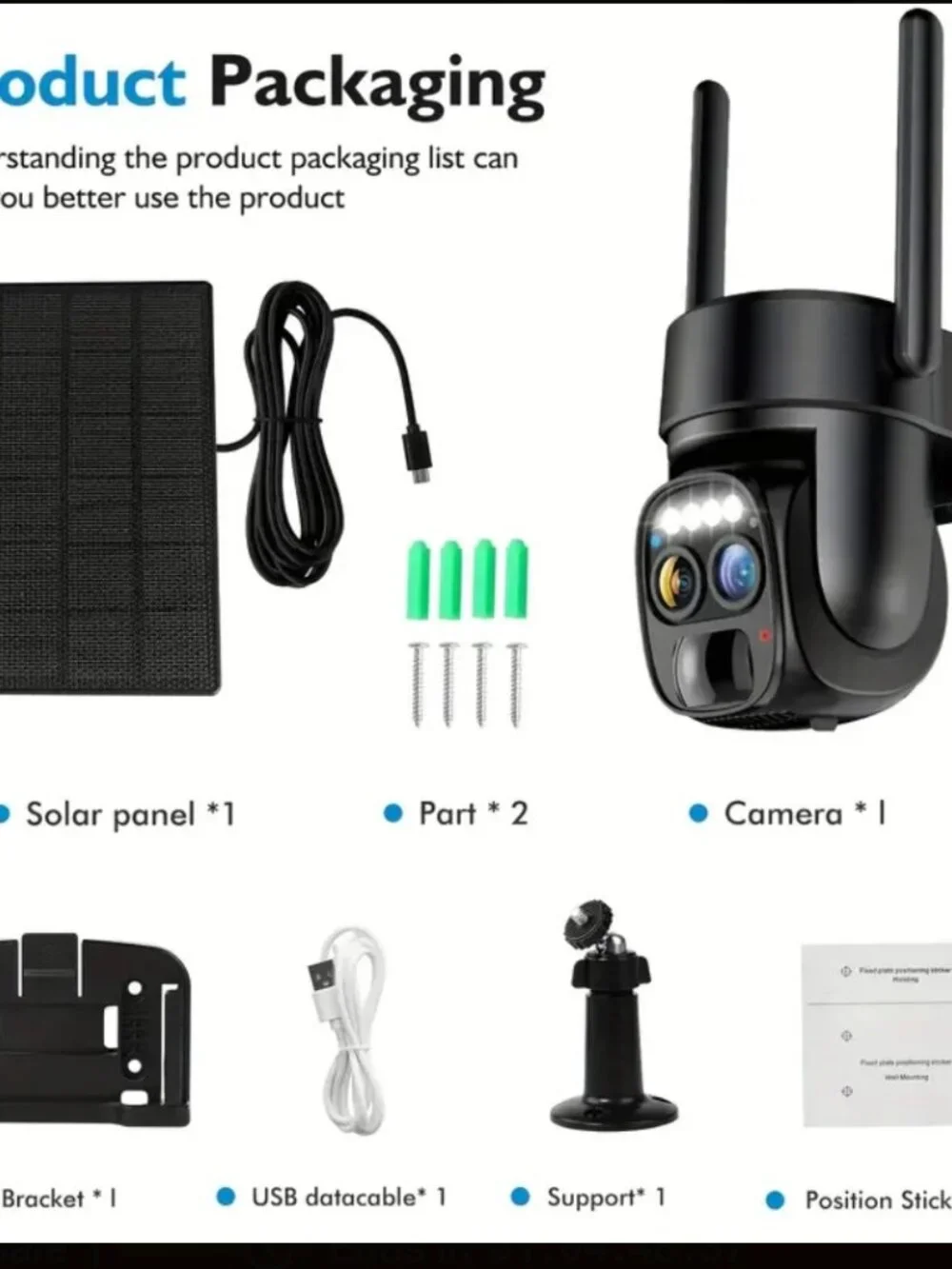 NEW FHD WiFi Camera With Spotlight Alarm, Solar Panel Battery
